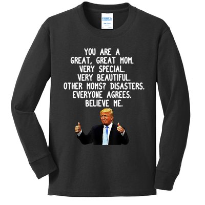 Funny Donald Trump Gift For Mother's Day Gag Gift Conservative Mom Kids Long Sleeve Shirt