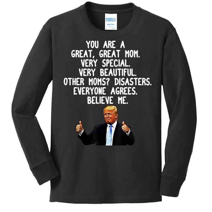 Funny Donald Trump Gift For Mother's Day Gag Gift Conservative Mom Kids Long Sleeve Shirt