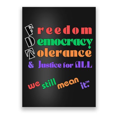 Freedom Democracy Tolerance And Justice Typography Hands Poster