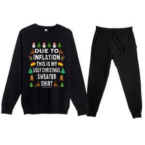 Funny Due to Inflation This is My Ugly Sweater For Christmas Premium Crewneck Sweatsuit Set