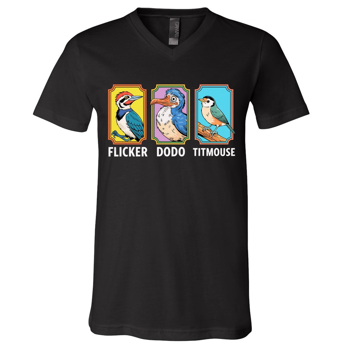 Flicker Dodo Titmouse Bird Lover V-Neck T-Shirt