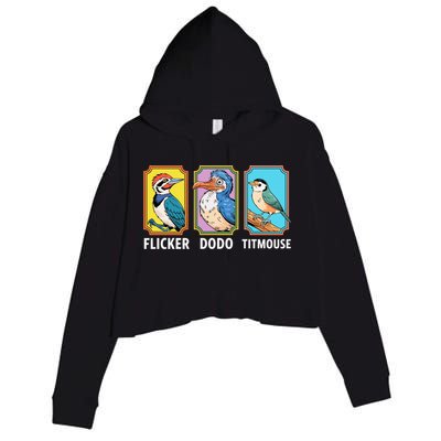 Flicker Dodo Titmouse Bird Lover Crop Fleece Hoodie
