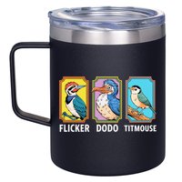 Flicker Dodo Titmouse Bird Lover 12oz Stainless Steel Coffee Mug