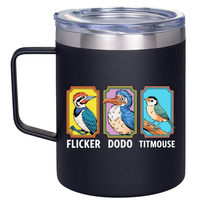Flicker Dodo Titmouse Bird Lover 12oz Stainless Steel Coffee Mug