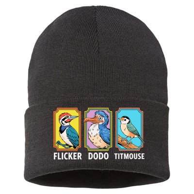 Flicker Dodo Titmouse Bird Lover Sustainable Knit Beanie