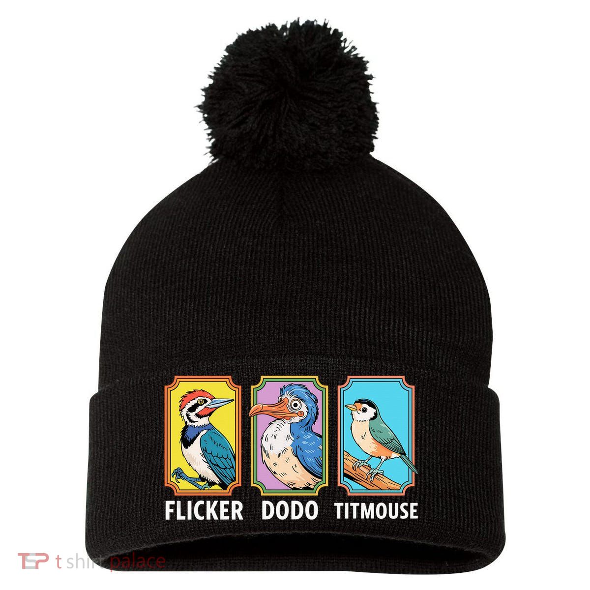 Flicker Dodo Titmouse Bird Lover Pom Pom 12in Knit Beanie
