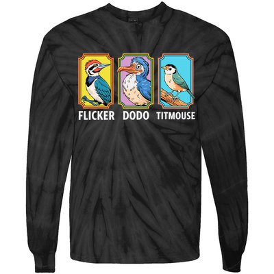 Flicker Dodo Titmouse Bird Lover Tie-Dye Long Sleeve Shirt