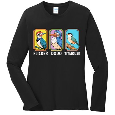 Flicker Dodo Titmouse Bird Lover Ladies Long Sleeve Shirt