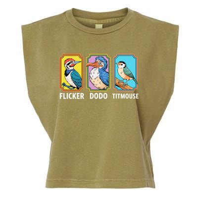 Flicker Dodo Titmouse Bird Lover Garment-Dyed Women's Muscle Tee