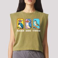 Flicker Dodo Titmouse Bird Lover Garment-Dyed Women's Muscle Tee
