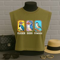 Flicker Dodo Titmouse Bird Lover Garment-Dyed Women's Muscle Tee