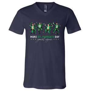 Funny Donald Trump Dancing Make St Patricks Day Great Again V-Neck T-Shirt