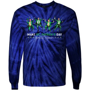 Funny Donald Trump Dancing Make St Patricks Day Great Again Tie-Dye Long Sleeve Shirt