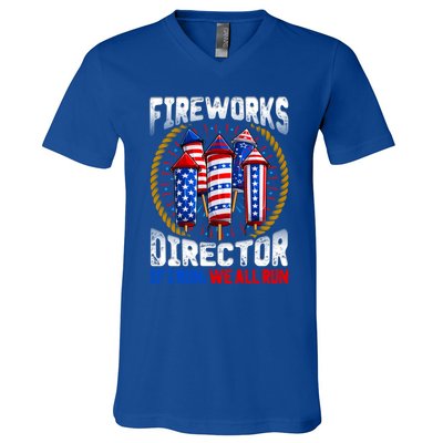 Firework Director Technician I Run You Run 4th Of July Meaningful Gift V-Neck T-Shirt