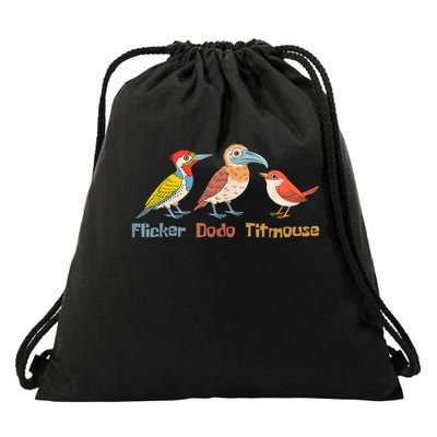 Flicker Dodo Titmouse Bird Lover Drawstring Bag