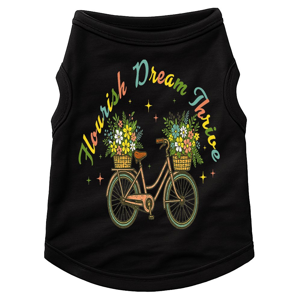 Flourish Dream Thrive Floral Bike Subtle 8647 Trump Resist Doggie Tank