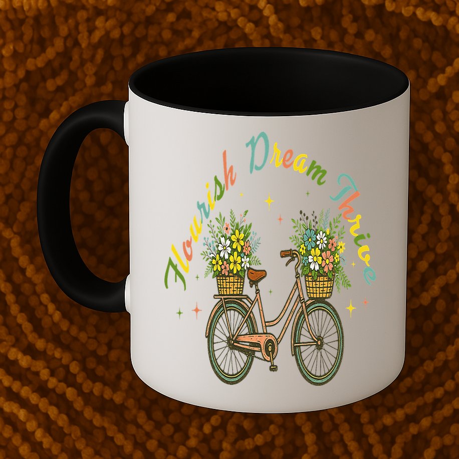 Flourish Dream Thrive Floral Bike Subtle 8647 Trump Resist Mug