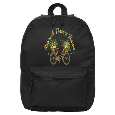 Flourish Dream Thrive Floral Bike Subtle 8647 Trump Resist 16 in Basic Backpack