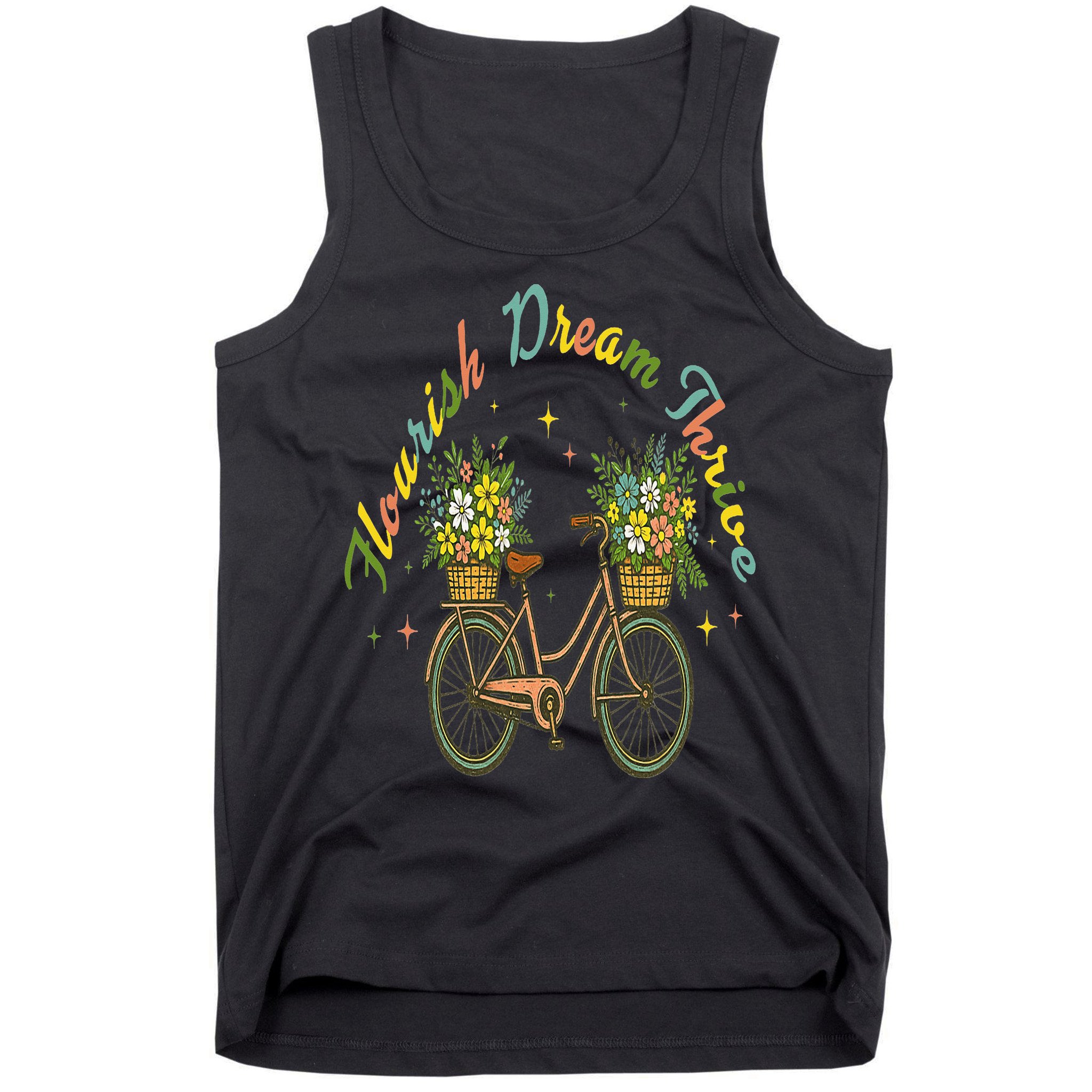 Flourish Dream Thrive Floral Bike Subtle 8647 Trump Resist Tank Top