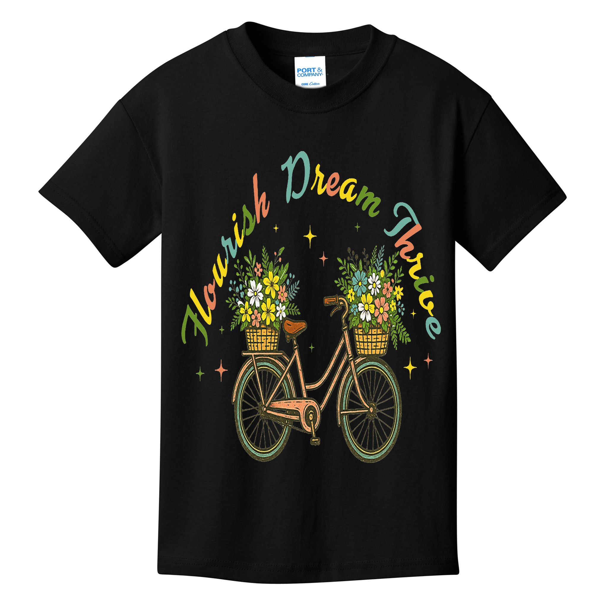 Flourish Dream Thrive Floral Bike Subtle 8647 Trump Resist Kids T-Shirt