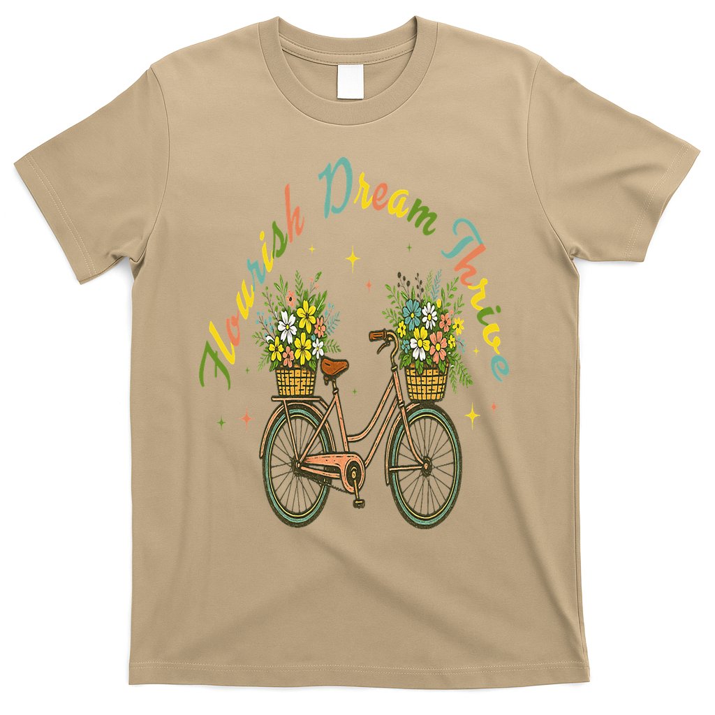 Flourish Dream Thrive Floral Bike Subtle 8647 Trump Resist T-Shirt