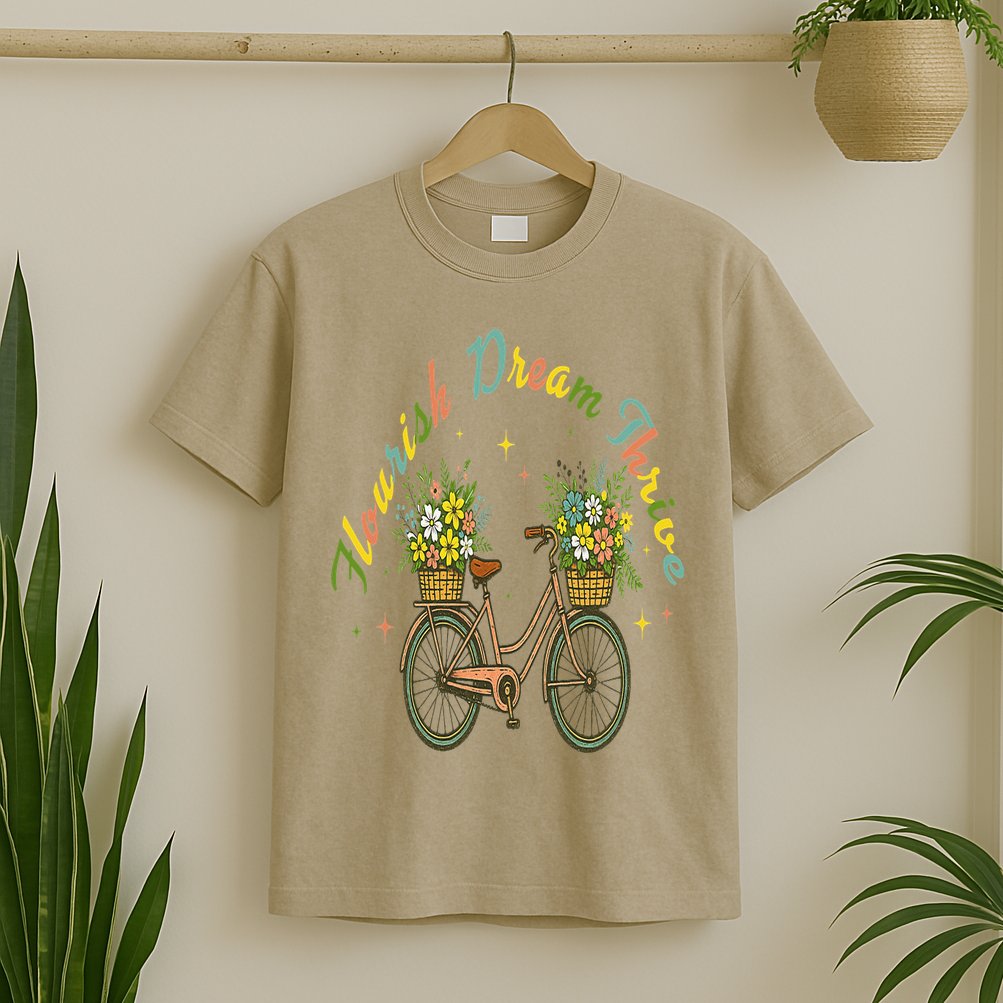 Flourish Dream Thrive Floral Bike Subtle 8647 Trump Resist T-Shirt