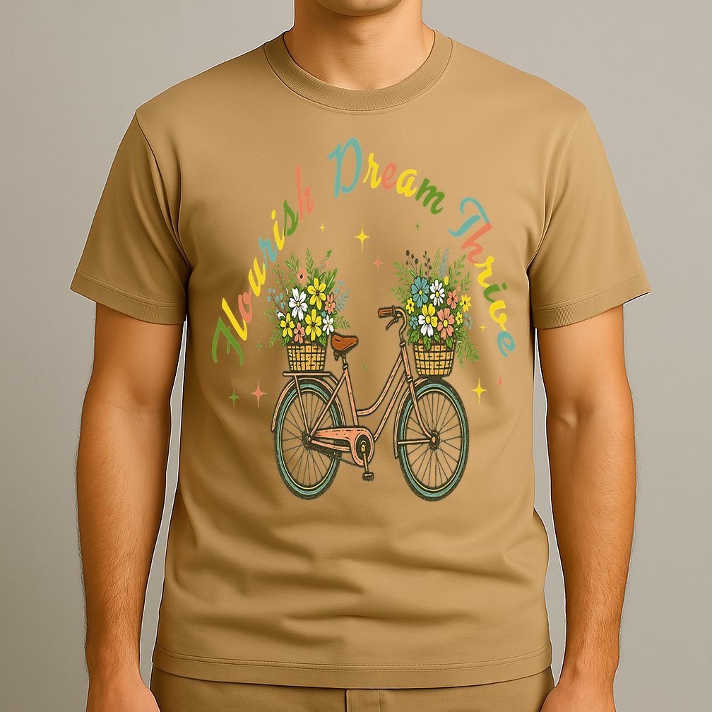 Flourish Dream Thrive Floral Bike Subtle 8647 Trump Resist T-Shirt