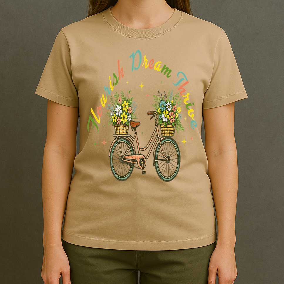 Flourish Dream Thrive Floral Bike Subtle 8647 Trump Resist T-Shirt