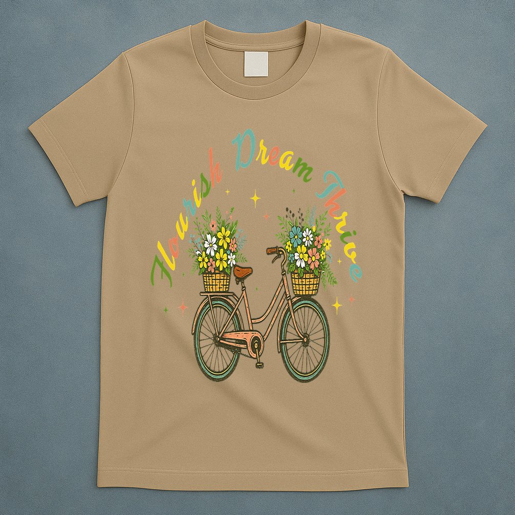 Flourish Dream Thrive Floral Bike Subtle 8647 Trump Resist T-Shirt
