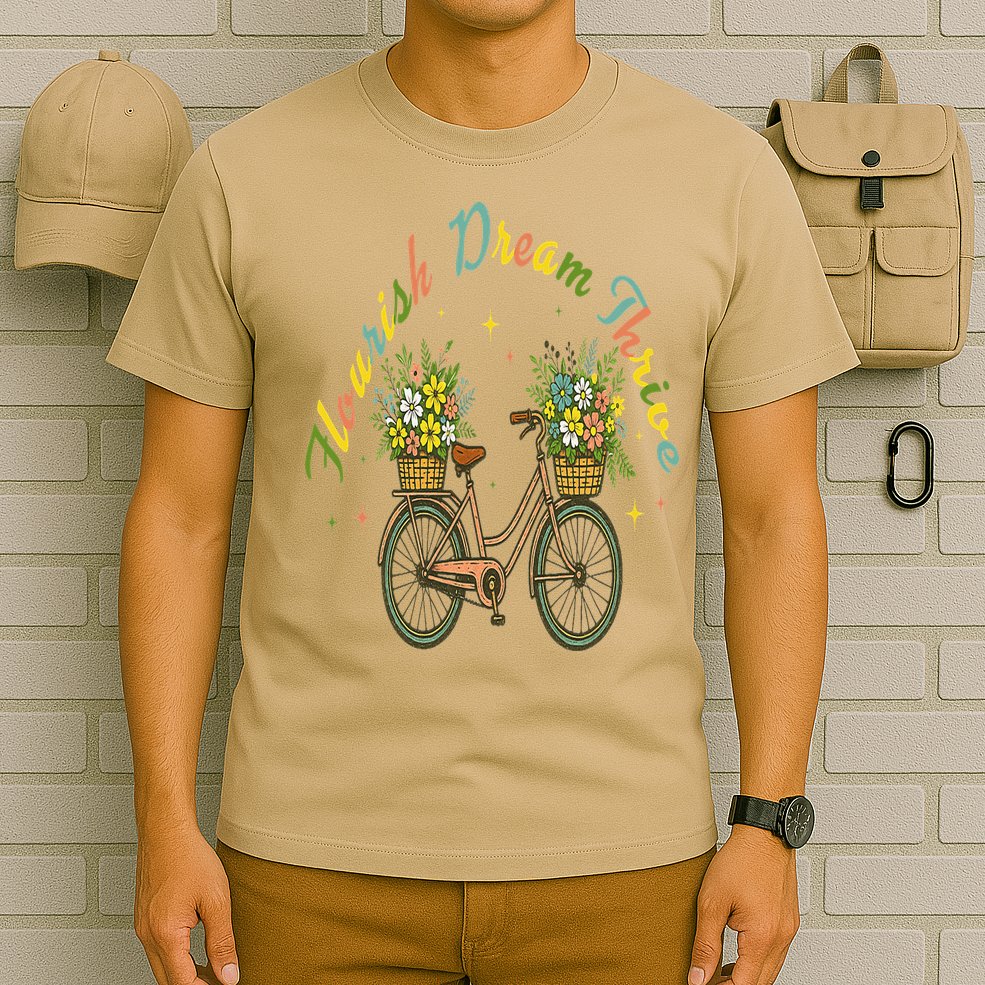 Flourish Dream Thrive Floral Bike Subtle 8647 Trump Resist T-Shirt