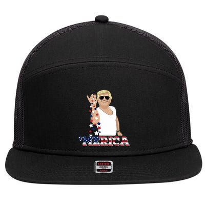 Funny Donald Trump Merica 7 Panel Mesh Trucker Snapback Hat