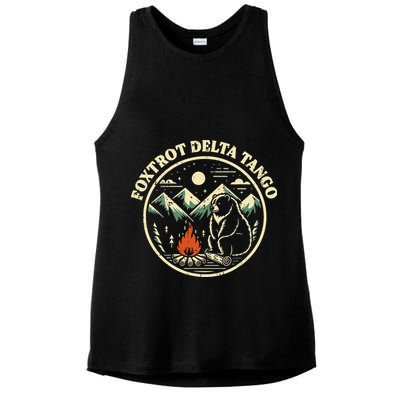 Foxtrot Delta Tango Bear Bonfire Camp Resist Protest Women Ladies PosiCharge Tri-Blend Wicking Tank