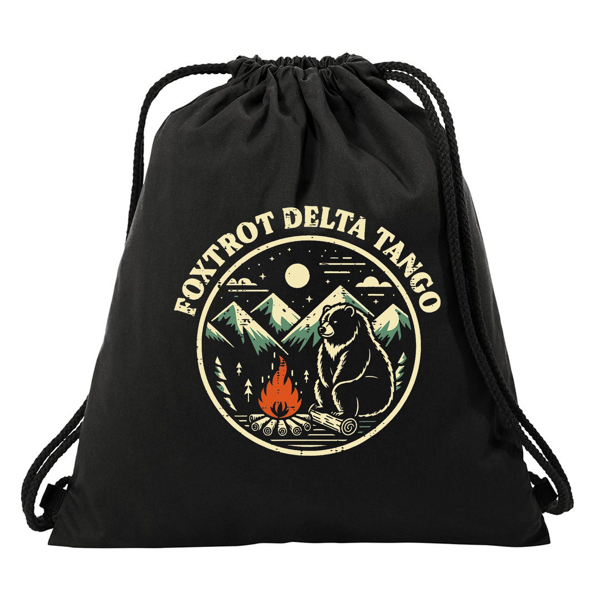 Foxtrot Delta Tango Bear Bonfire Camp Resist Protest Women Drawstring Bag