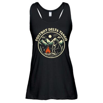Foxtrot Delta Tango Bear Bonfire Camp Resist Protest Women Ladies Essential Flowy Tank