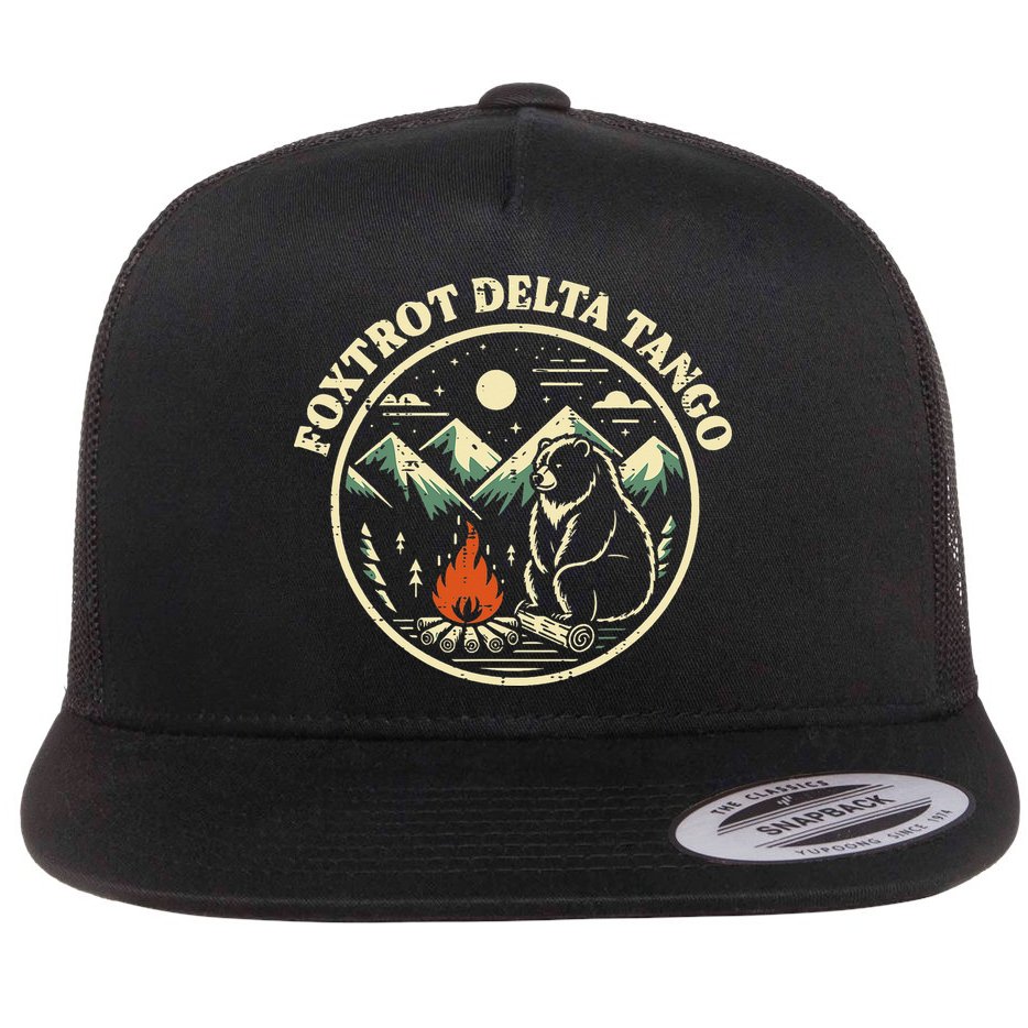 Foxtrot Delta Tango Bear Bonfire Camp Resist Protest Women Flat Bill Trucker Hat
