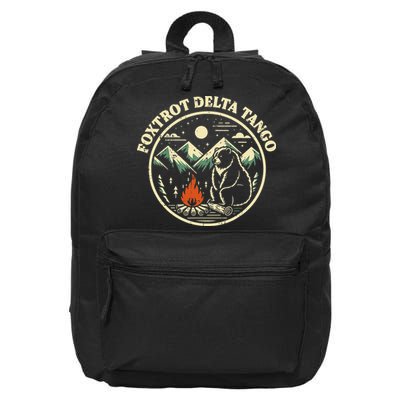 Foxtrot Delta Tango Bear Bonfire Camp Resist Protest Women 16 in Basic Backpack