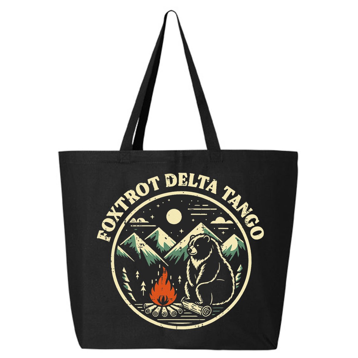 Foxtrot Delta Tango Bear Bonfire Camp Resist Protest Women 25L Jumbo Tote