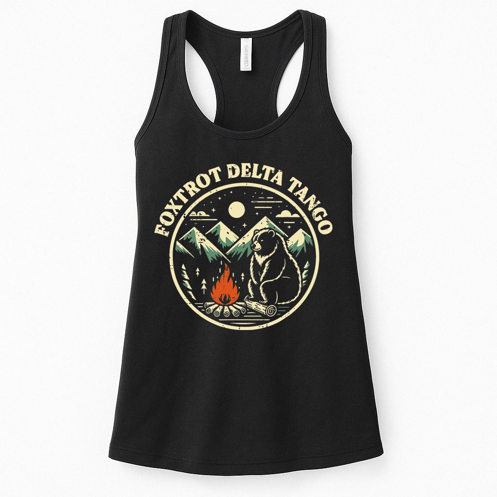 Foxtrot Delta Tango Bear Bonfire Camp Resist Protest Women Womens Tank Top