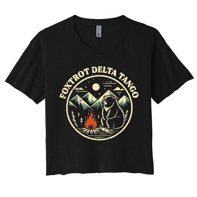 Foxtrot Delta Tango Bear Bonfire Camp Resist Protest Women Crop Top
