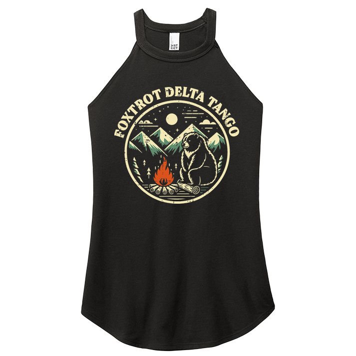 Foxtrot Delta Tango Bear Bonfire Camp Resist Protest Women Women's Perfect Tri Rocker Tank