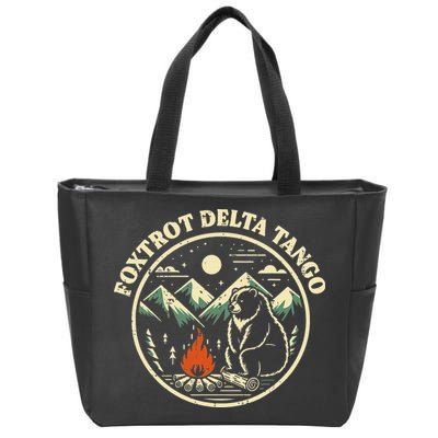 Foxtrot Delta Tango Bear Bonfire Camp Resist Protest Women Zip Tote Bag