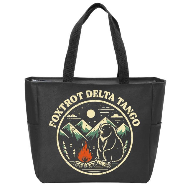 Foxtrot Delta Tango Bear Bonfire Camp Resist Protest Women Zip Tote Bag