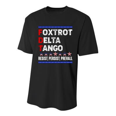 Foxtrot Delta Tango Resist Persist Prevail Youth Performance Sprint T-Shirt