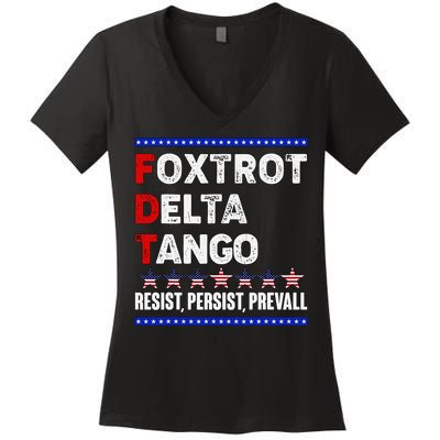 Foxtrot Delta Tango Resist Persist Prevail Women's V-Neck T-Shirt