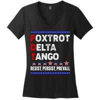 Foxtrot Delta Tango Resist Persist Prevail Women's V-Neck T-Shirt