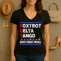 Foxtrot Delta Tango Resist Persist Prevail Women's V-Neck T-Shirt