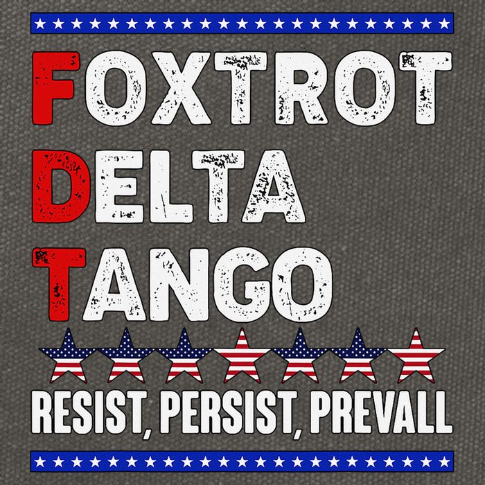 Foxtrot Delta Tango Resist Persist Prevail Cotton Canvas Backpack