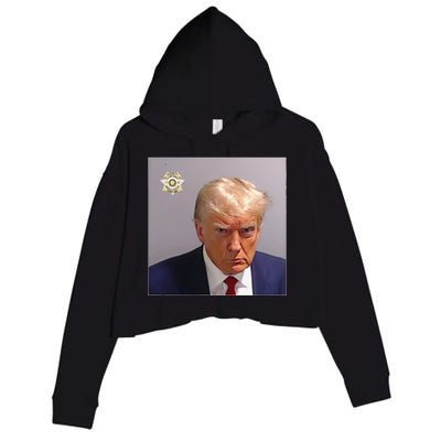 Funny Donald Trump Mugshot Lock Him Up Trump Crop Fleece Hoodie