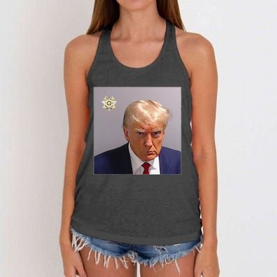 Funny Donald Trump Mugshot Lock Him Up Trump Women's Knotted Racerback Tank