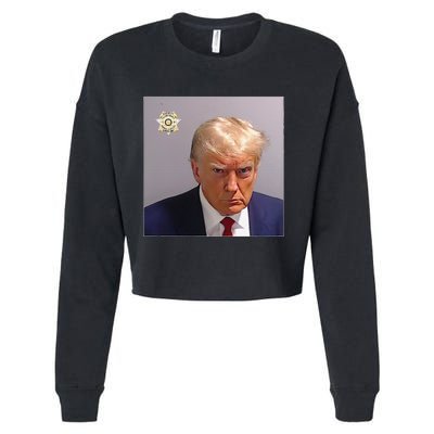 Funny Donald Trump Mugshot Lock Him Up Trump Cropped Pullover Crew